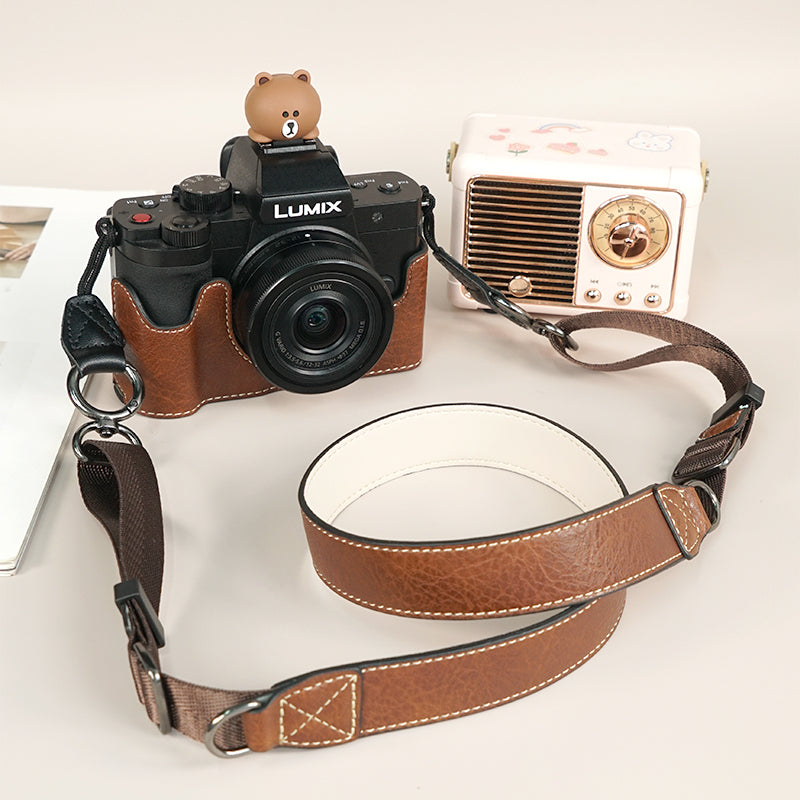 Panasonic g100d qoruyucu qutu g100k kamera çantası üçün uyğundur Lumix g100 kamera bazası retro kamera çiyin qayışı aksesuarları g100d kamera qoruyucu qutu yarım çanta bazası aşınmaya davamlı və cızıqlara davamlıdır