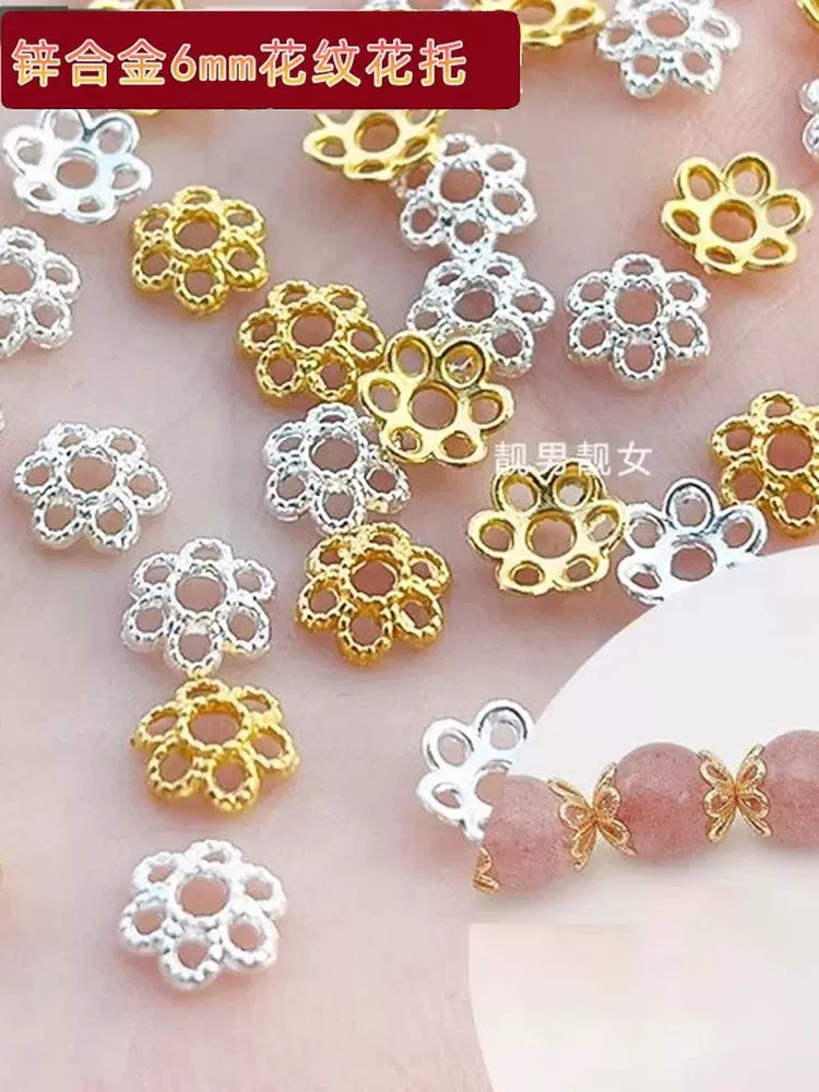 Pulsuz çatdırılma 6 mm içi boş ərinti tori, muncuq ayırıcı, spacer, muncuq asqı, bodhi toxumu, əl işi DIY zərgərlik aksesuarları
