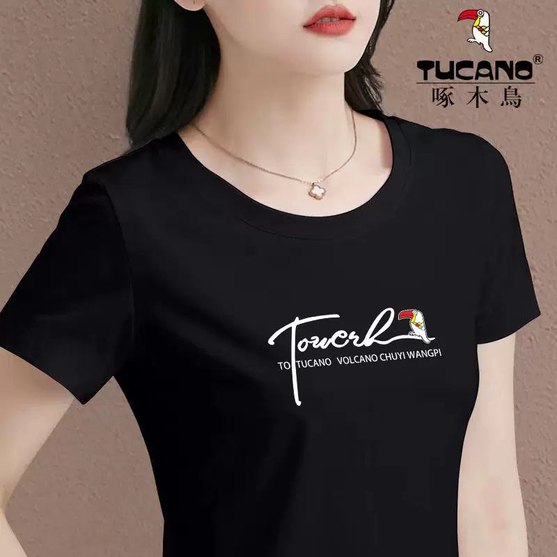 Clearance Pikap Ağacdələn Böyük Brend Xüsusi Qiymət Yeni Yay Təmiz Pambıq İncə Qısaqol Qısaqol Qadın T-shirti Böyük Ölçülü Gündəlik Top