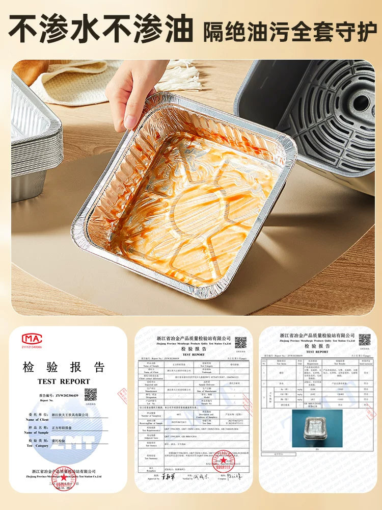 Cuidahuang hava fritöz xüsusi qalay folqa boşqab kvadrat çörək qabı qalay folqa qutusu elektrik sobası məişət alüminium folqa qalay folqa qabı