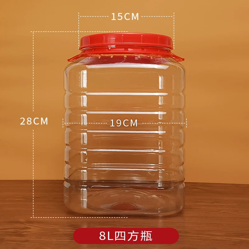 Baosheng plastik şüşə möhürlənmiş plastik banka bal şüşəsi qapaqlı böyük diametrli qida dərəcəli kvadrat şəffaf qablaşdırma