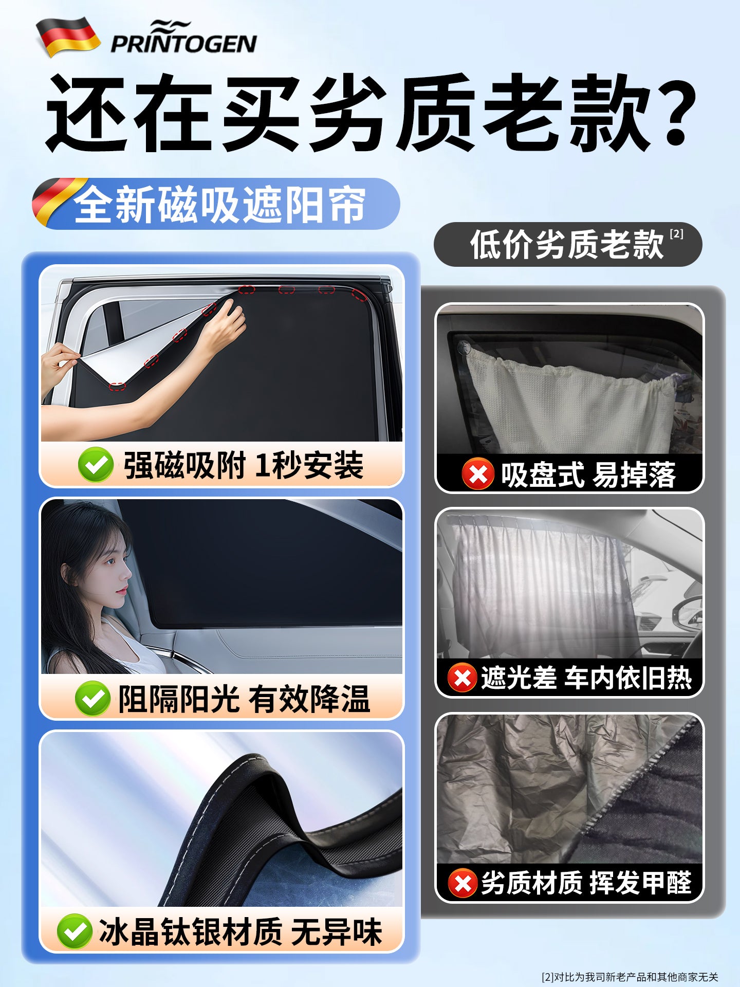 Magnetic sunshade, car window sunshade, car curtain privacy screen, sun protection, side window sunshade against strong light, car parking