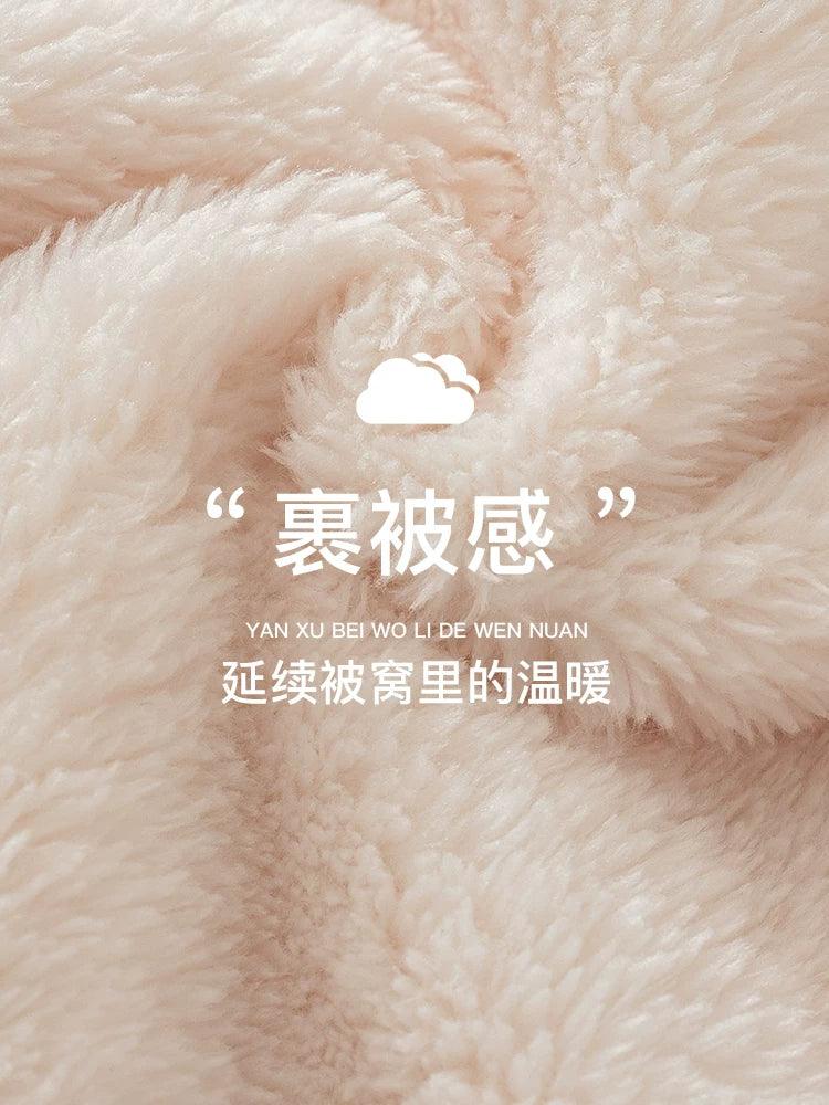 Körpə qış isti xalat, körpə pijamaları, oğlan və qızlar üçün yun astarlı, qalınlaşdırılmış uşaq mərcan yun ev xalat pijamaları