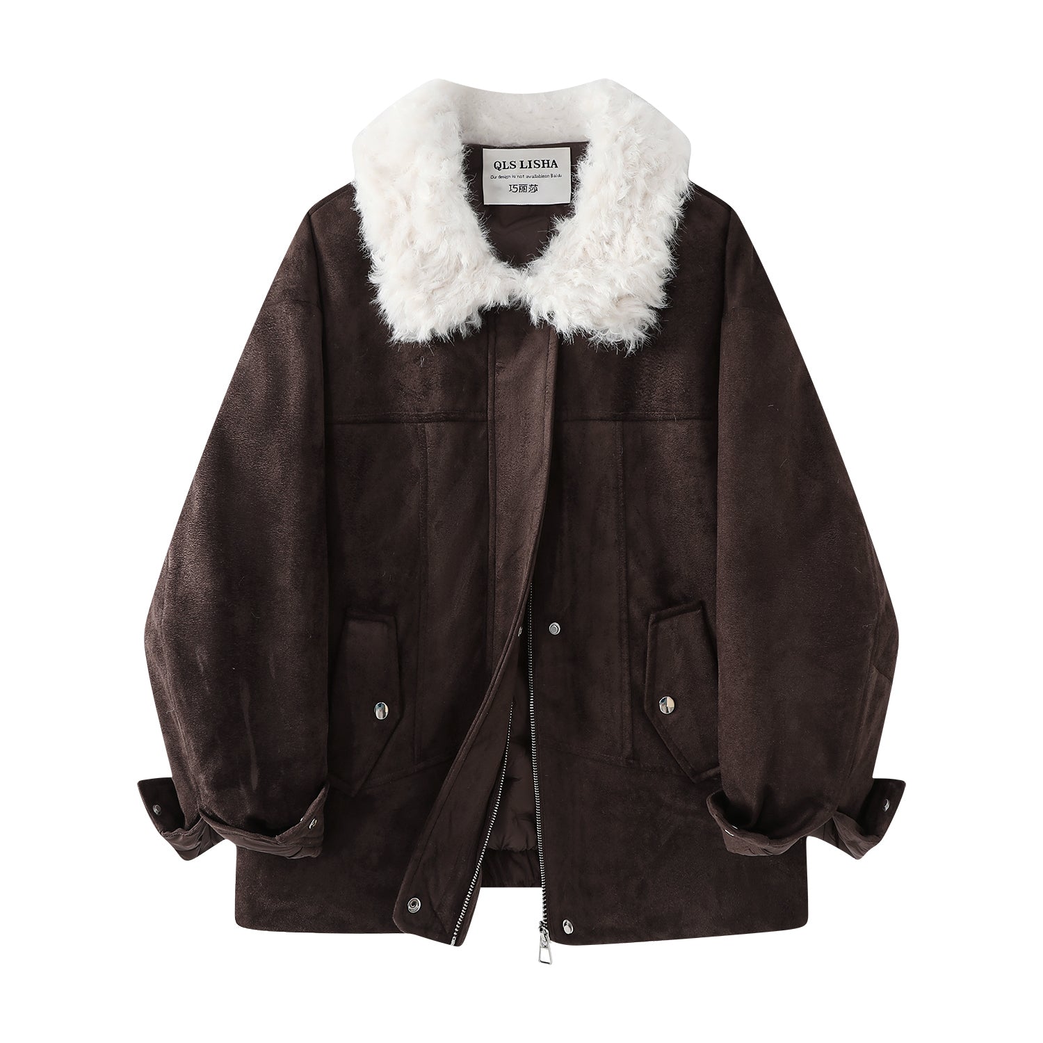 Cholisa Lambswool Yaxalıq Dizaynlı Motosiklet Gödəkçəsi Aşağı Gödəkçə Qadınlar üçün Qış 2025 Yeni Koreya Üslubunda Super Şirin Üst Geyim