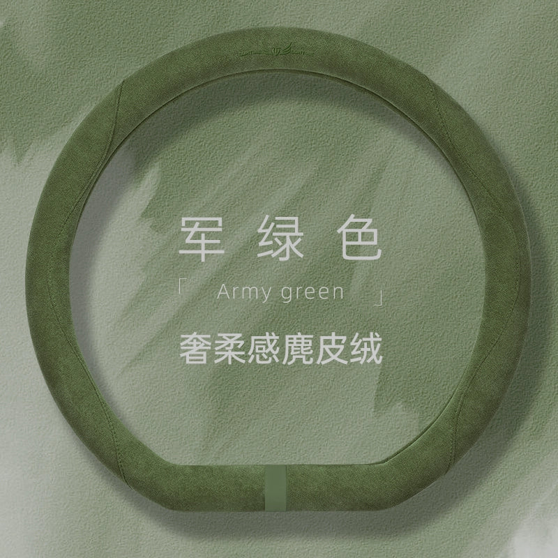 Zamşa avtomobil sükan örtüyü qış sürüşməyən tər uducu qoruyucu örtük xanımlar üçün dəbli tutacaq örtüyü Bütün il boyu neytral