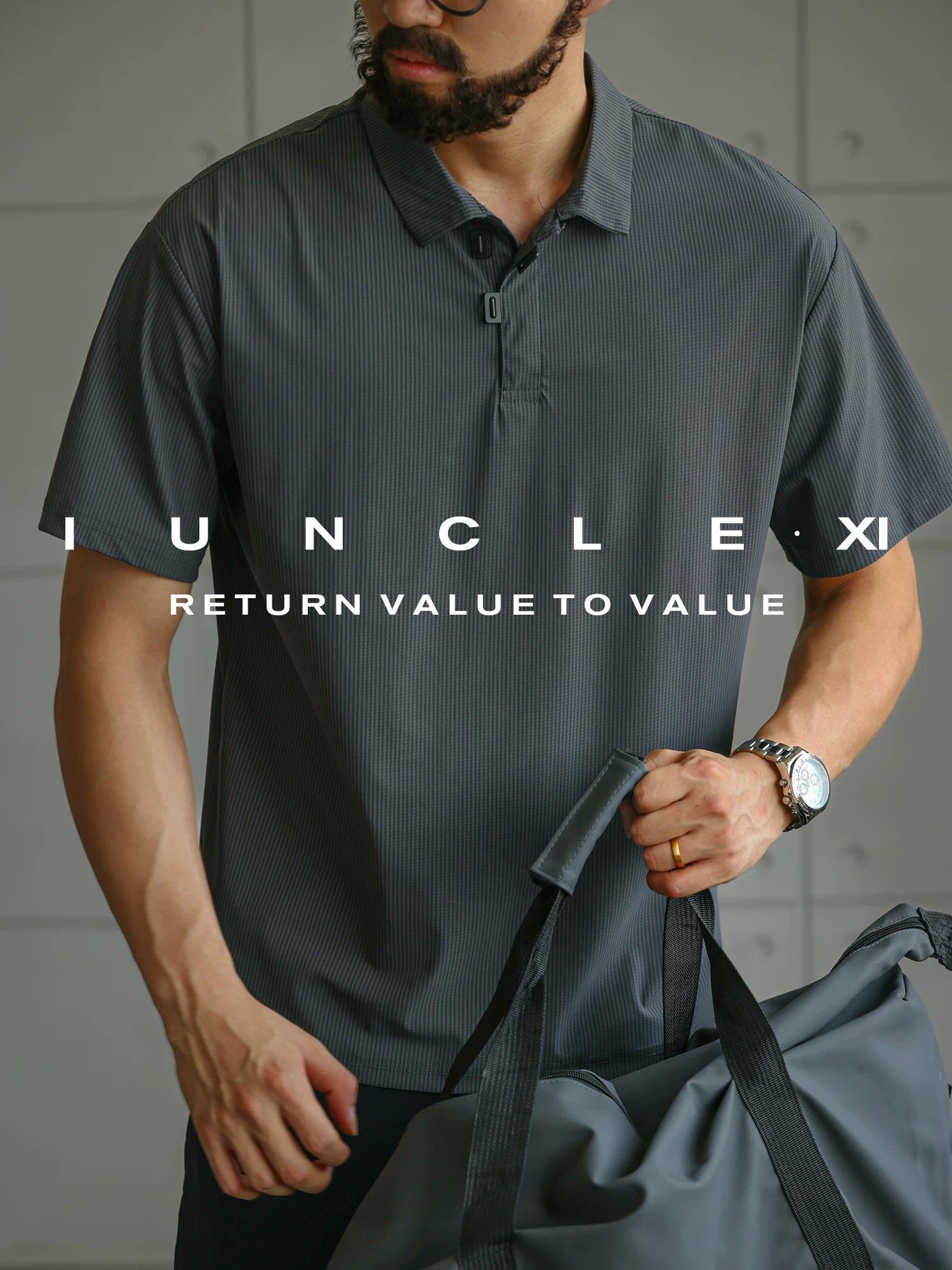 IUNCLEXI【Smart Comuting】Yay sərin qısaqol polo köynək kişi işgüzar təsadüfi buz ipəkdən tez quruyan köynək