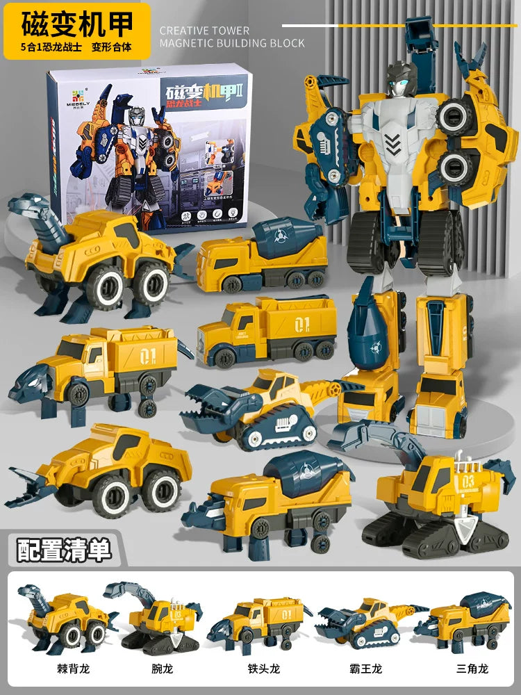 Maqnit tikinti blokları, uşaq oyuncaqları, təhsil, transformasiya, montaj, mühəndislik vasitəsi, robot, 6 yaşlı uşaqlar üçün Milad hədiyyəsi.