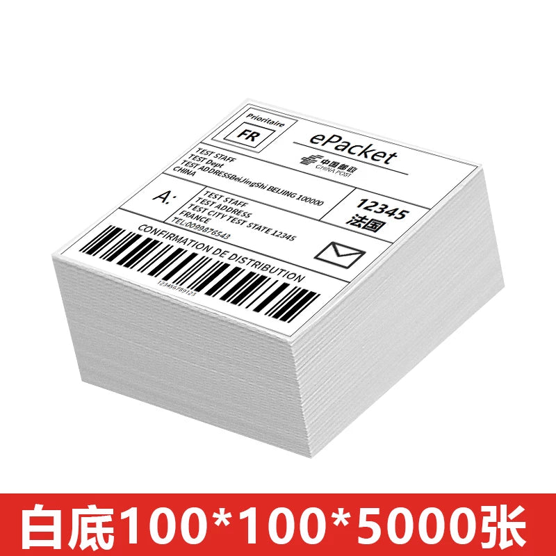 Sürətli çatdırılma tək üç davamlı termal etiket kağızı çap kağızı 100x100x150E Poçt termal kağızı Amazon fba AliExpress Temu transsərhəd e-ticarət öz-özünə yapışan barkod yığma xarici qutu etiketi