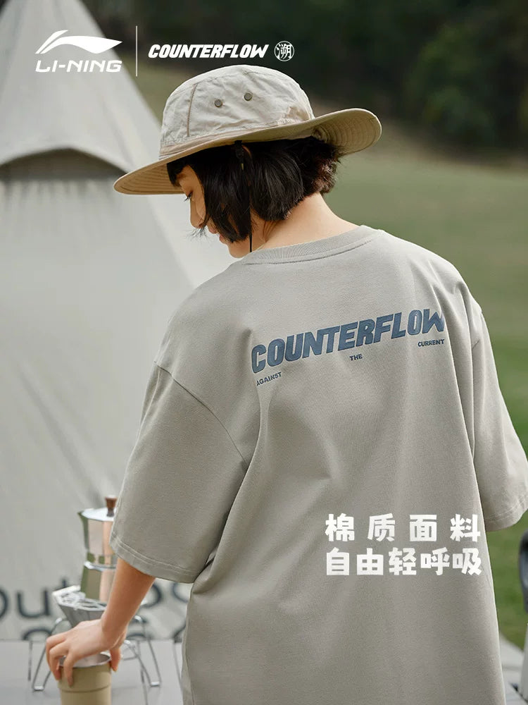 Li Ning Outdoor CF Traceability | Popsicle T Boş Qısaqol T-shirt Kişi və Qadın Yay Nəfəs Alır, Rahat və Təsadüfi Cüt Üslubu