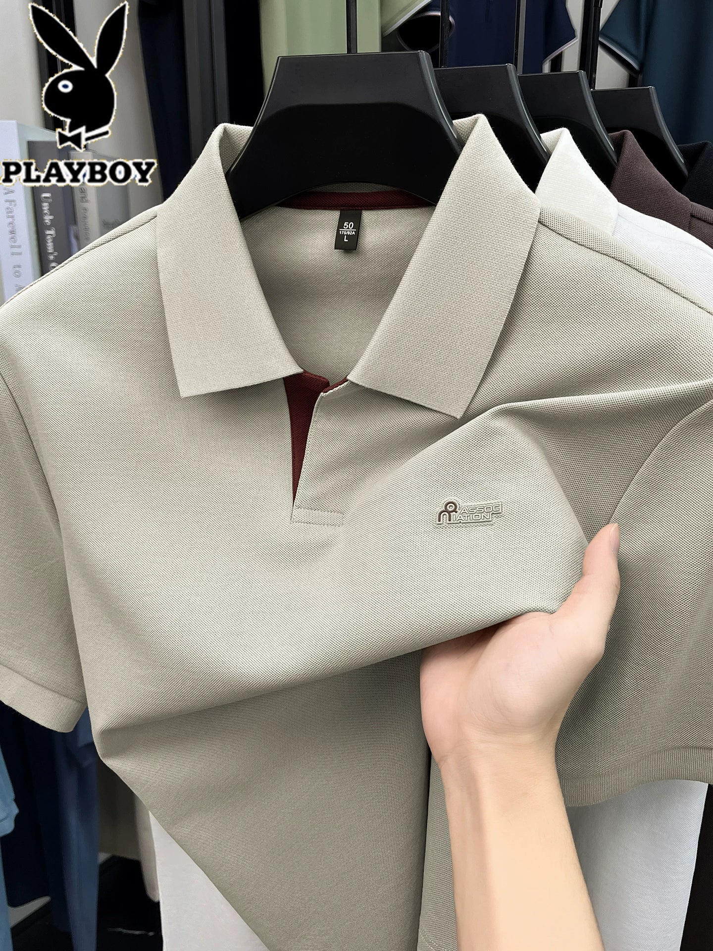 Playboy Yay Qısaqol T-Shirt Kişi Yeni Pambıq Yaka POLO Köynək Moda Gündəlik Kişi Geyimləri