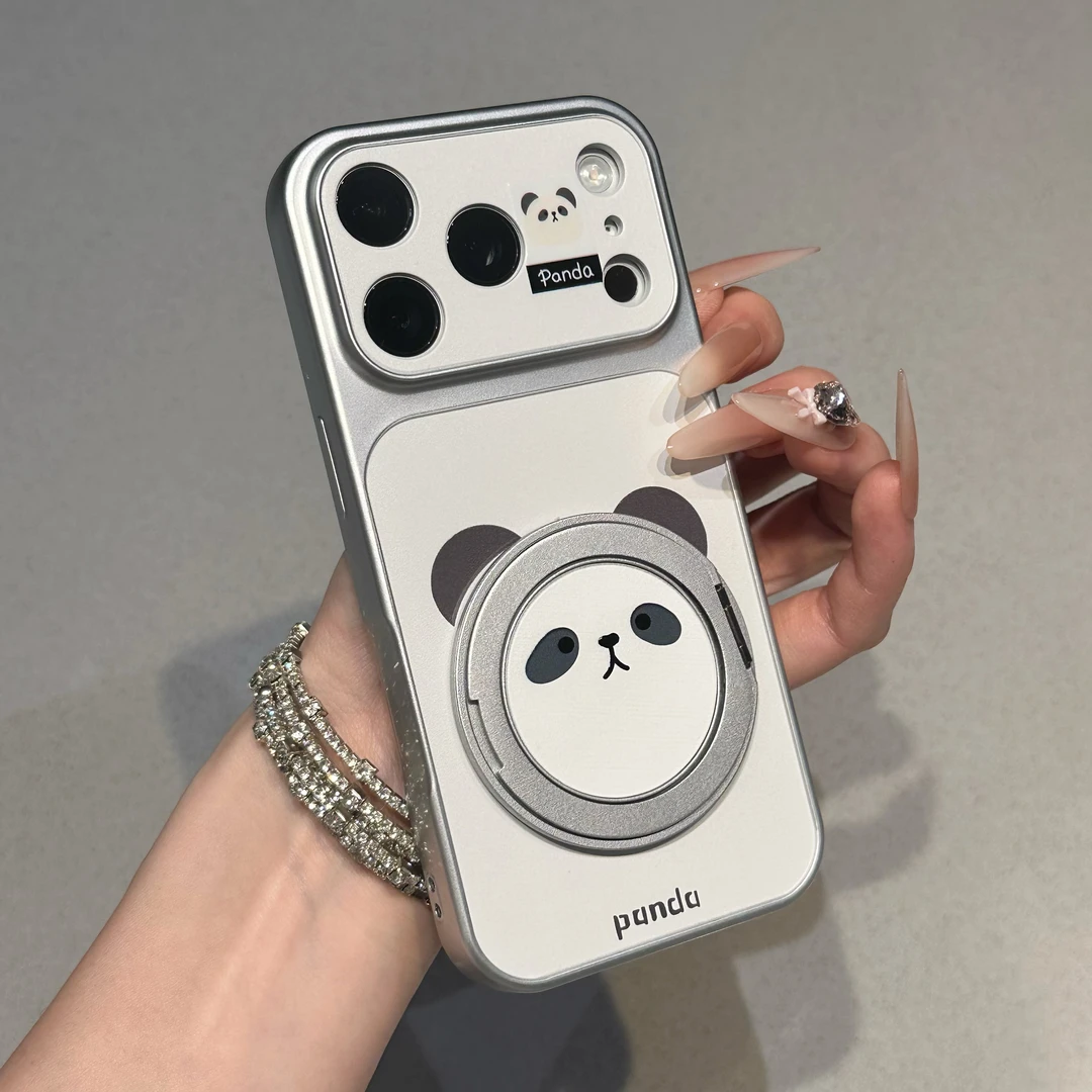 iPhone17promax üçün uyğun sevimli və sevimli panda böyük pəncərə mobil telefon qutusu 16/15plus yüksək görünüşlü Xiaomi 17pro niş sadə Huawei PURA90 braket modeli vivoX300 yumşaq