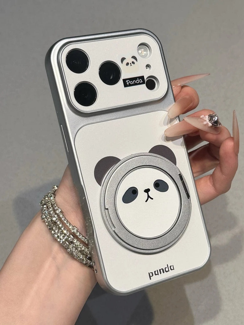 iPhone17promax üçün uyğun sevimli və sevimli panda böyük pəncərə mobil telefon qutusu 16/15plus yüksək görünüşlü Xiaomi 17pro niş sadə Huawei PURA90 braket modeli vivoX300 yumşaq