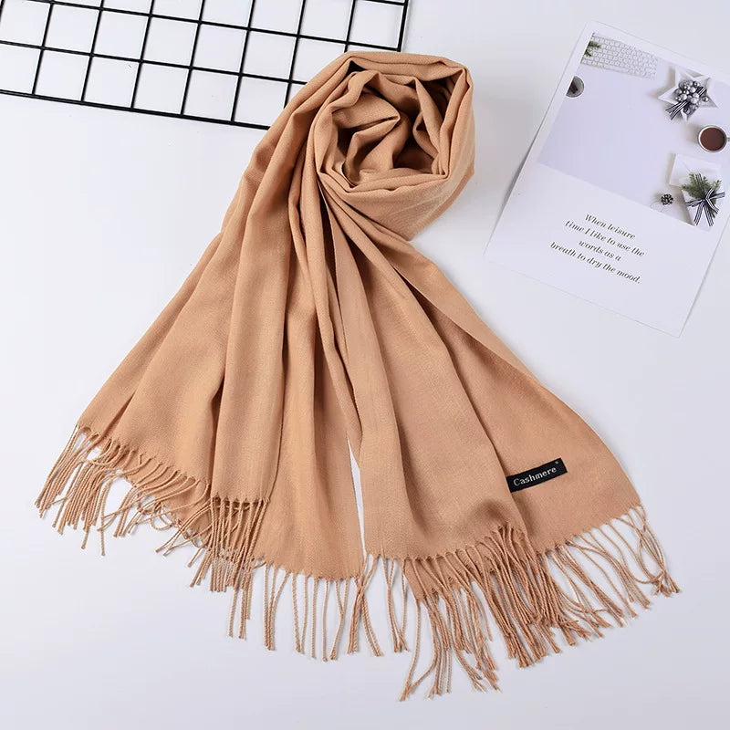 2024 monochrome tassel shawl thickened winter scarf