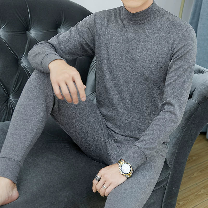 Kişilər üçün 100% Pambıqdan Payız və Qış üçün Termal Alt Geyim Dəsti, Sincan Təmiz Pambıqdan Əsaslı Köynək, Dəyirmi Yaxalıq, Jakarlı Termal Alt Geyim, Dəbli Kişi Geyimləri