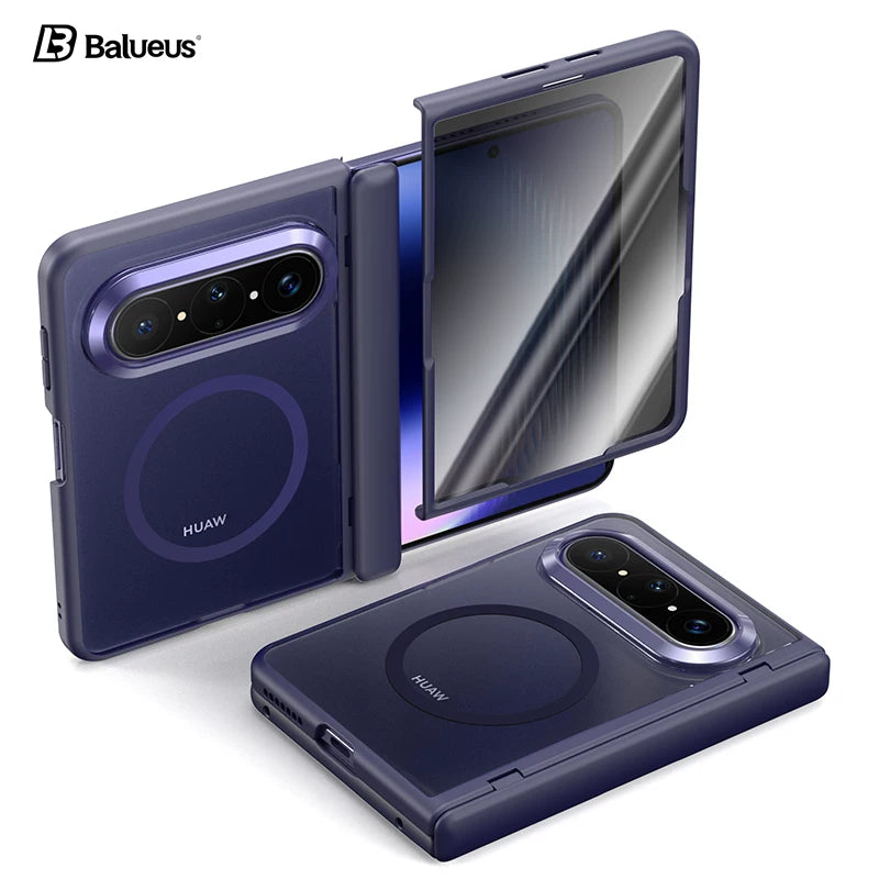 Balueus Huawei puraxmax mobil telefon qutusu üçün uyğundur Pura x max kolleksiya versiyası geniş qatlanan ekran şaxtalı qoruyucu örtük mərkəzi ox qoruyucu linza hər şey daxil olan təmiz qabıq filmi inteqrasiya olunmuş maqnit qabıq