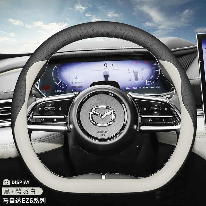 2025 Mazda EZ60/EZ6 Steering Wheel Cover, Genuine Leather, Ultra Thin, Original Color Interior Car Steering Cover, All Season Ventilation