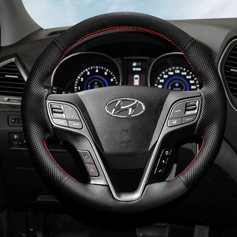 Hyundai Elantra, Hyundai Mistra, Hyundai Yuedong, Tucson və Langdong ix35 üçün qış versiyası üçün əl ilə tikilmiş orijinal dəri sükan örtüyü.