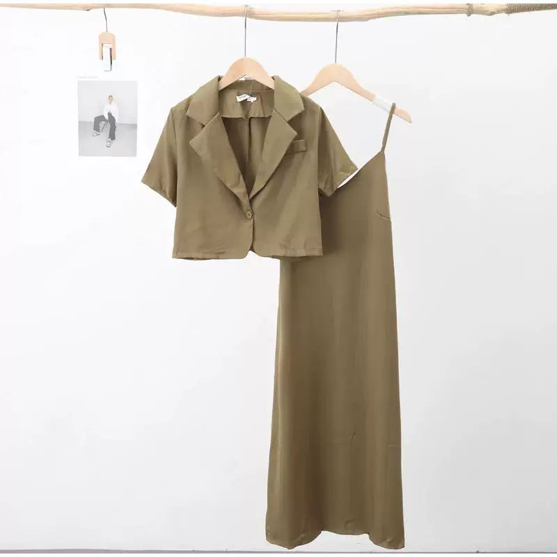 Ofis Qadın Geyimləri 2024 Qısa Qollu Blazerlər İncə Qollu