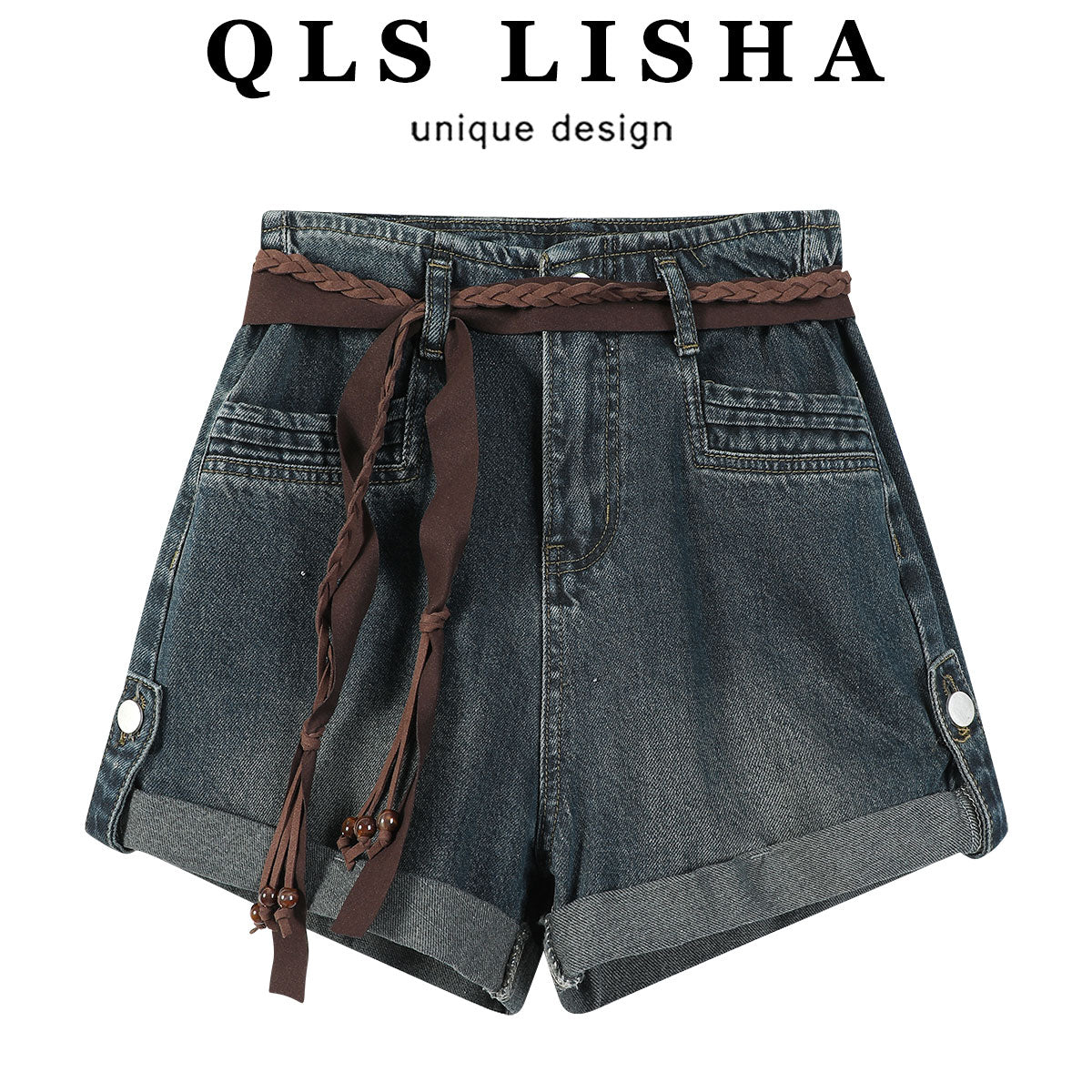 Chorissa American High Street Boş Geniş Ayaqlı Denim Şort Qadınlar üçün Yay Yüksək Bel Arıqlama Çətin İsti Qız A-xəttli İsti Şalvar