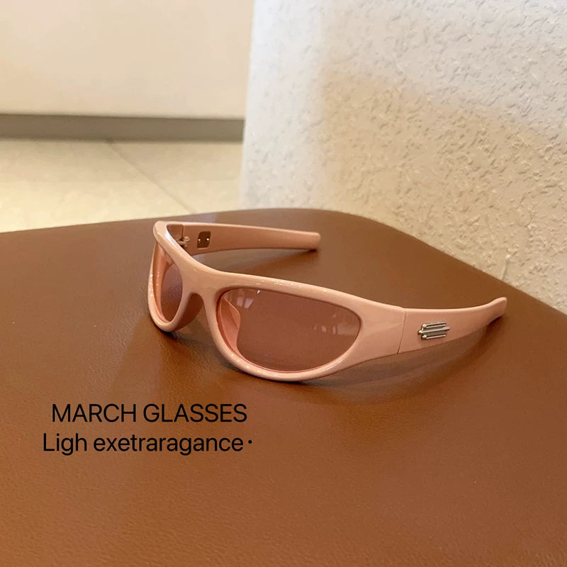 Jennie eyni stil günəş eynəyi 2024 yeni gm qadın moda yüksək səviyyəli mənalı kvadrat dəyirmi üz Amerika velosiped baş bandı günəş eynəyi