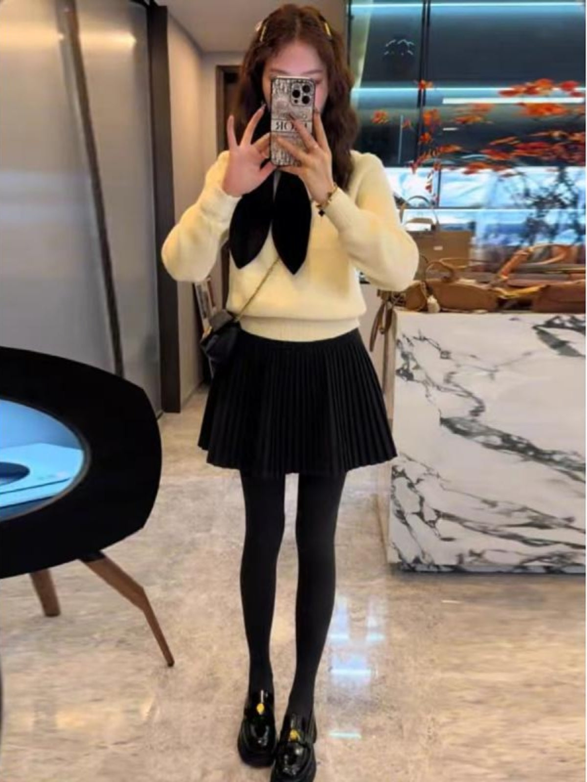 Qara yun qırçınlı mini ətək, böyük ölçülü qadın geyimləri, 2026-cı ilin yaz yeni dəbi, yüksək belli, çoxfunksiyalı A-xətti ifşaya qarşı ətək.