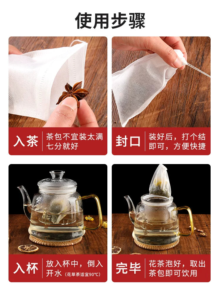 Çay paketi, birdəfəlik qida dərəcəli toxunmamış filtr torbası, həlim çantası, Çin dərmanı çantası, ədviyyat çantası, duzlu çanta, cuna torbası