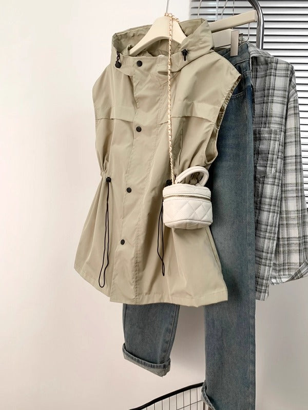 Avropa üslubunda qadın başlıqlı iş geyimi jileti, yeni stil, böyük ölçü, şık dizayn, incə bel, jilet top.