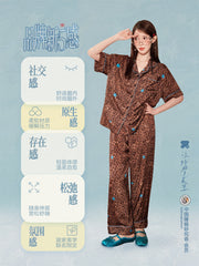 Gongdie [cool type] Disney Marie Cat pijamaları qadınlar üçün yay qısaqol şalvar buz və qar ipək bəbir çaplı ev paltarı