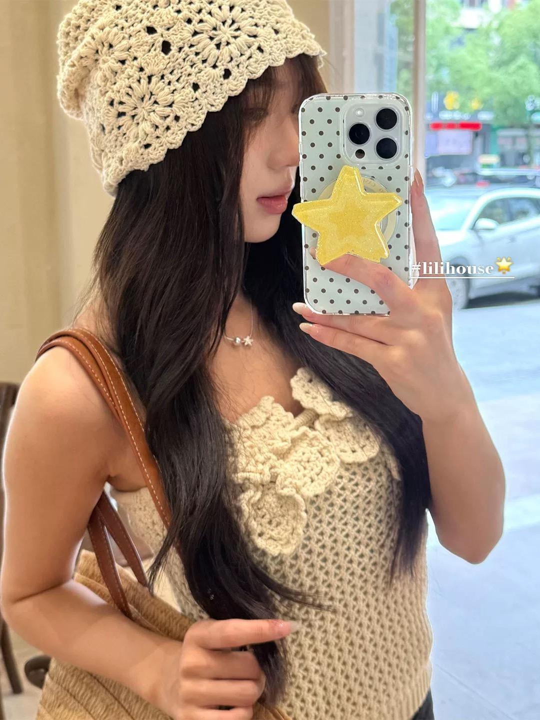 Yay nanə yaşıl polka nöqtəli sarı ulduzlu maqnit tutucu Apple 16 mobil telefon qutusu iPhone 15 qız modeli 13/12 payız əleyhinə 11PROMAX hər şey daxil S/XR yeni məhsul 7/8 yumşaq qutu 14PLUS