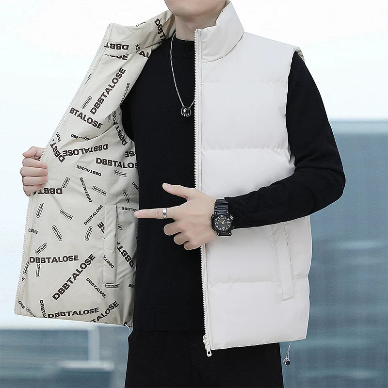 Paul's Kişilər üçün Yüksək Yaxalı Pambıq Jilet, Koreya üslubunda, Çoxfunksiyalı, Dəbli, Trendli, İsti, Payız və Qış Üst Geyimləri