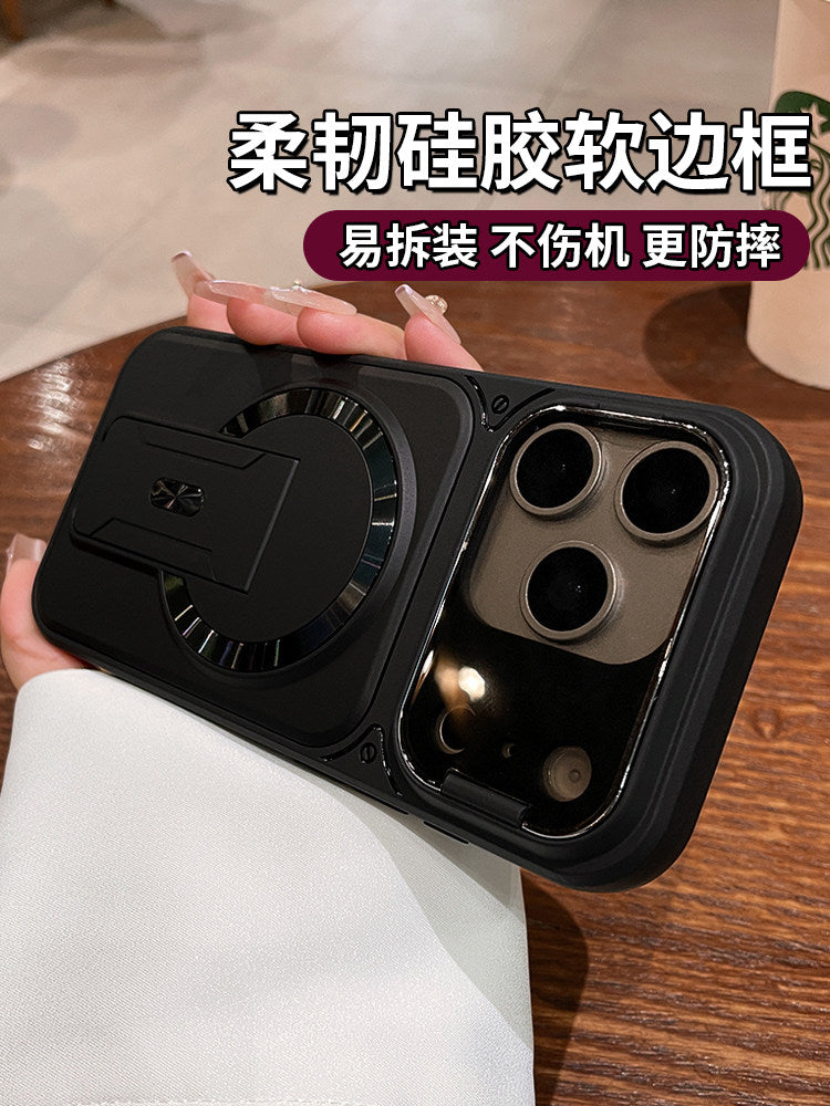 Apple 17ProMax mobil telefon qutusu, yeni flip lens filmi, hər şey daxil olan qoruyucu örtük, iPhone16pro sadə stend, maqnit emiş, yüngül lüks, kişilər və qadınlar üçün yüksək səviyyəli flip örtük 15 üçün uyğundur 14plurhui 13