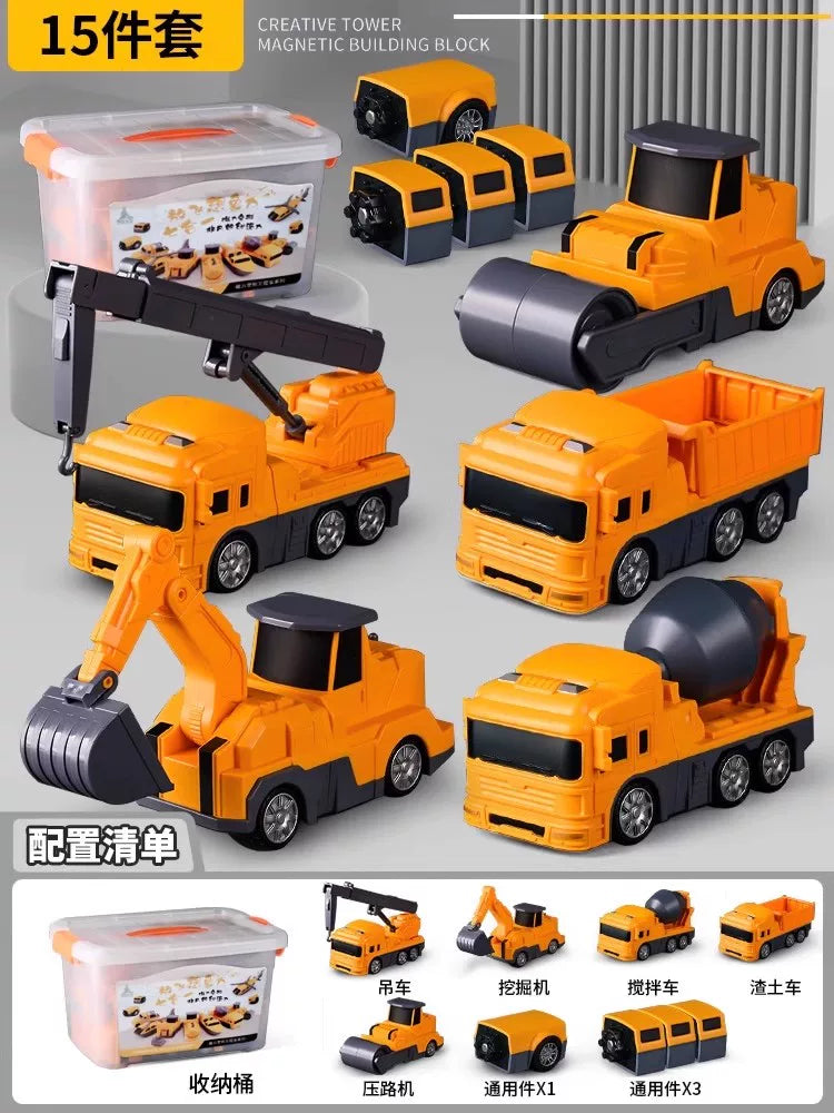 Maqnit tikinti blokları, uşaq oyuncaqları, təhsil, transformasiya, montaj, mühəndislik vasitəsi, robot, 6 yaşlı uşaqlar üçün Milad hədiyyəsi.