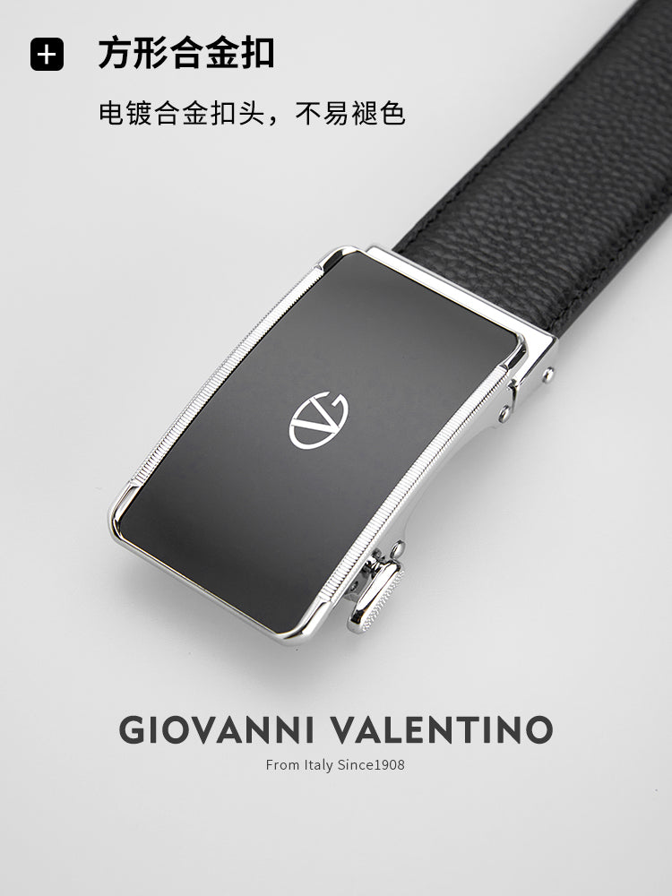 Giovanni Valentino 2024 High Quality Cow Leather Belt for Men, New Style, Alloy Automatic Buckle Genuine Leather Belt