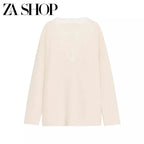 2025 Qış Yeni Gəliş Qadın Gündəlik Qarışıq Boş Sviter Uzun Qollu V-Yaxalı Krujeva ilə Bükülmüş Trikotaj Geyim 5755125