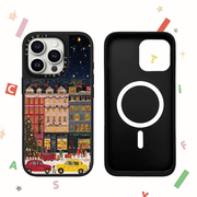 C markası ilə əməkdaşlıq edən MagSafe maqnit Milad rəngli bina və küçə səhnəsi üçün korpus, iPhone 17, 16 Pro Max, Apple 15 Pro, 14 Plus güzgü örtüyü, premium hiss, qadın hava nişləri üçün uyğundur.