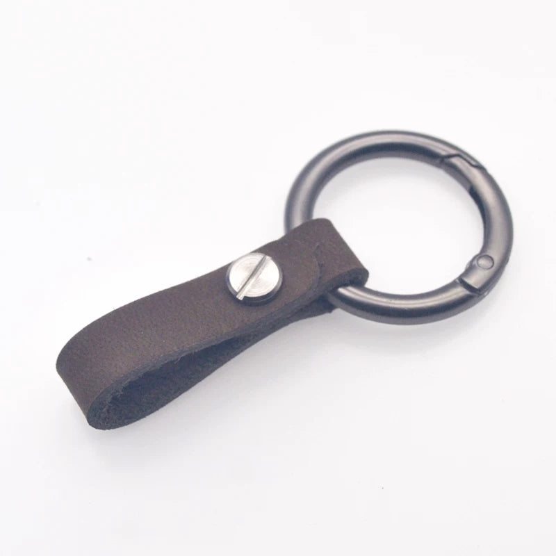 Genuine leather round ring car key chain men's cowhide key chain waist key ring car key chain pendant decoration