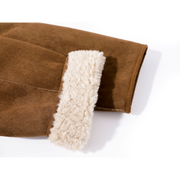 Cholisa Koreya üslubunda super şirin qadın qış quzu yunundan hazırlanmış geri çevrilə bilən xəz astarlı uzun qalın isti palto