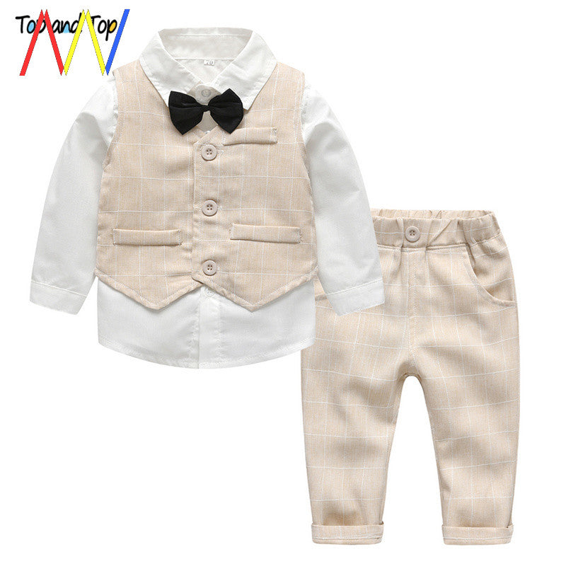 Payız Uşaq Körpə Oğlan Kostyumu Toy Formal Köynək Şalvar Geyimləri