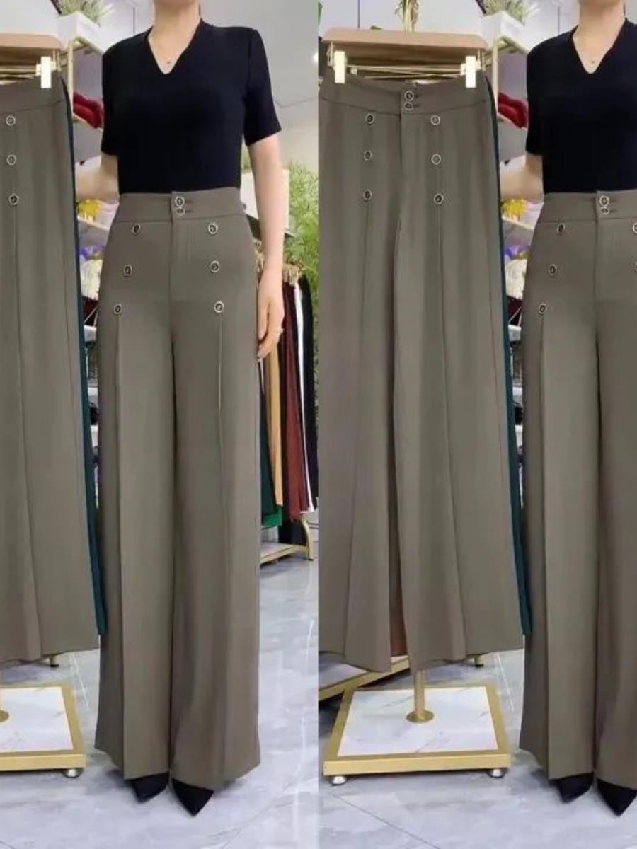 Qadınlar üçün 2025 Yaz/Yay Yeni Geniş Ayaqlı Düz Ayaqlı Gündəlik Şalvar Analar üçün, Yüksək Bel, Elastik Forma Verən, Orta Yaşlı və Yaşlılar üçün Uyğundur