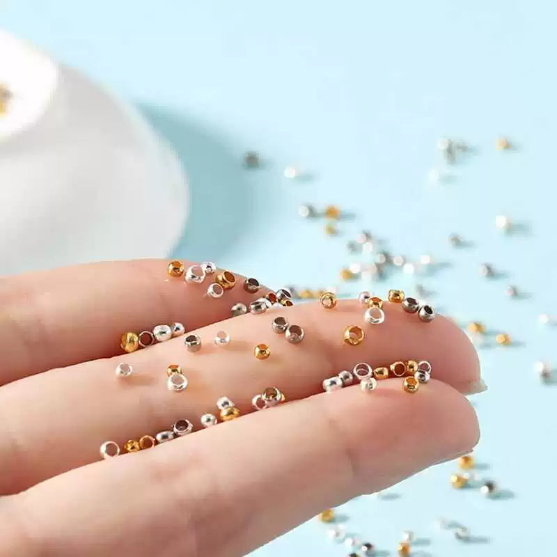 Yerləşdirmə muncuqları diy zərgərlik aksesuarları gümüş metal kəsilə bilən sabit toka əl işi bilərzik boyunbağı bitirmə muncuqları