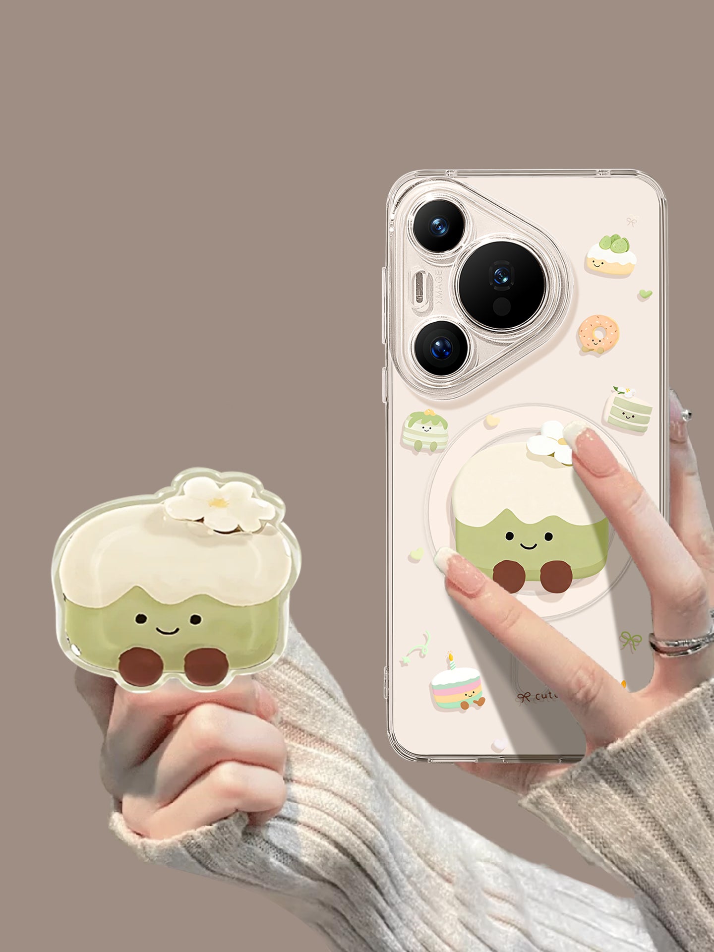Uston Huawei pura70pro mobil telefon qutusu üçün uyğundur yeni p80 maqnit p70 yaşıl pasta p60pro super yaraşıqlı pro stendli p50pro qadın pura80ultra dəsti p70pro+