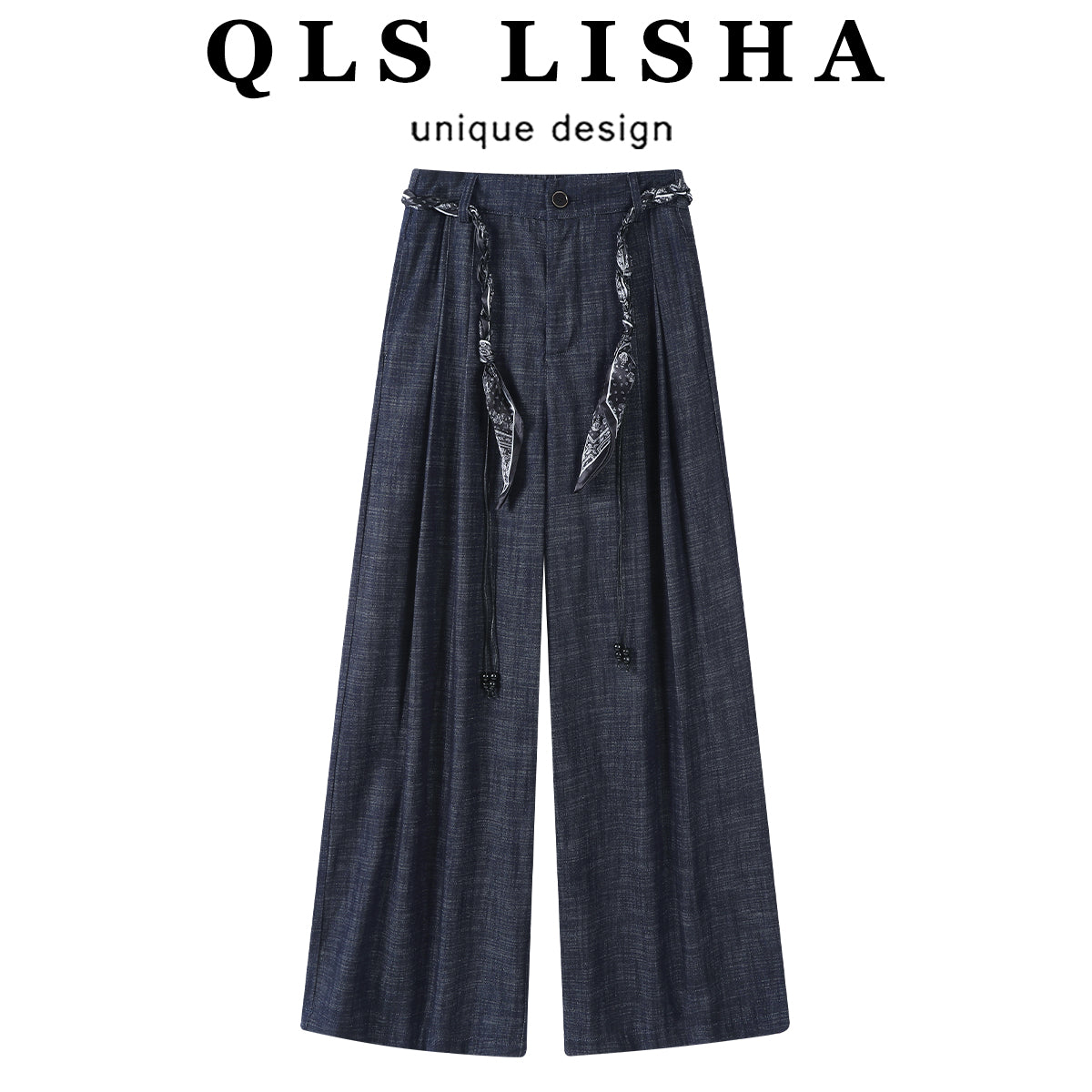 Cholisa Koreya üslubunda retro, yüksək belli, qırçınlı dizaynlı arıqladıcı şalvar, geniş ayaqlı şalvar, erkən payız üçün çoxfunksiyalı boş şalvar.