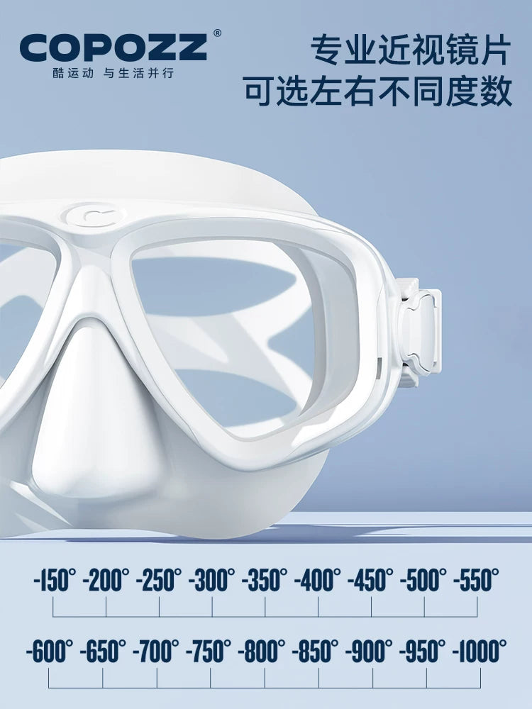 COPOZZ snorkeling maskası Sambo maskası sualtı dalğıc gözlükləri şnorkel dəsti tam quru miyopi üzgüçülük avadanlığı