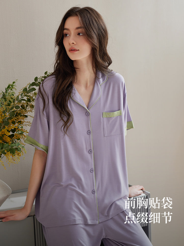 Xuanliang Modal pijama qadın yay nazik qısaqol şalvar yay buz ipək sərin böyük ölçülü ev geyimi dəsti