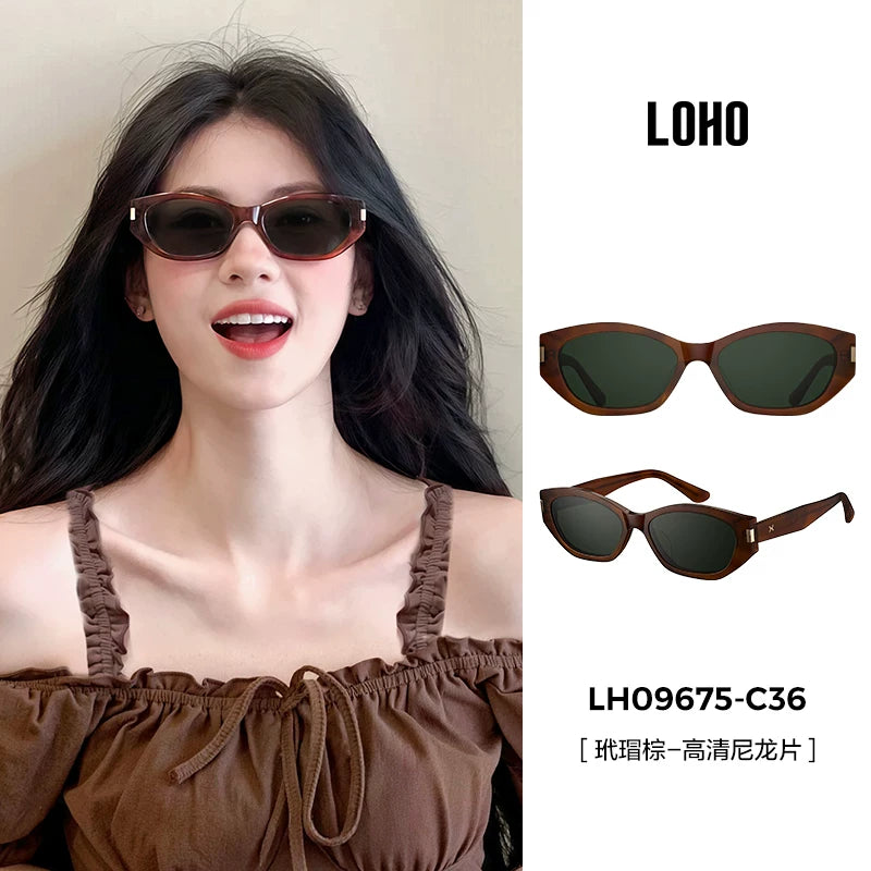 [Coco Mirror] Kişilər və qadınlar üçün LOHO retro pişik gözü günəş eynəyi, günəşdən qoruyan UV polarizasiyalı gün eynəkləri 2026 dar çərçivə