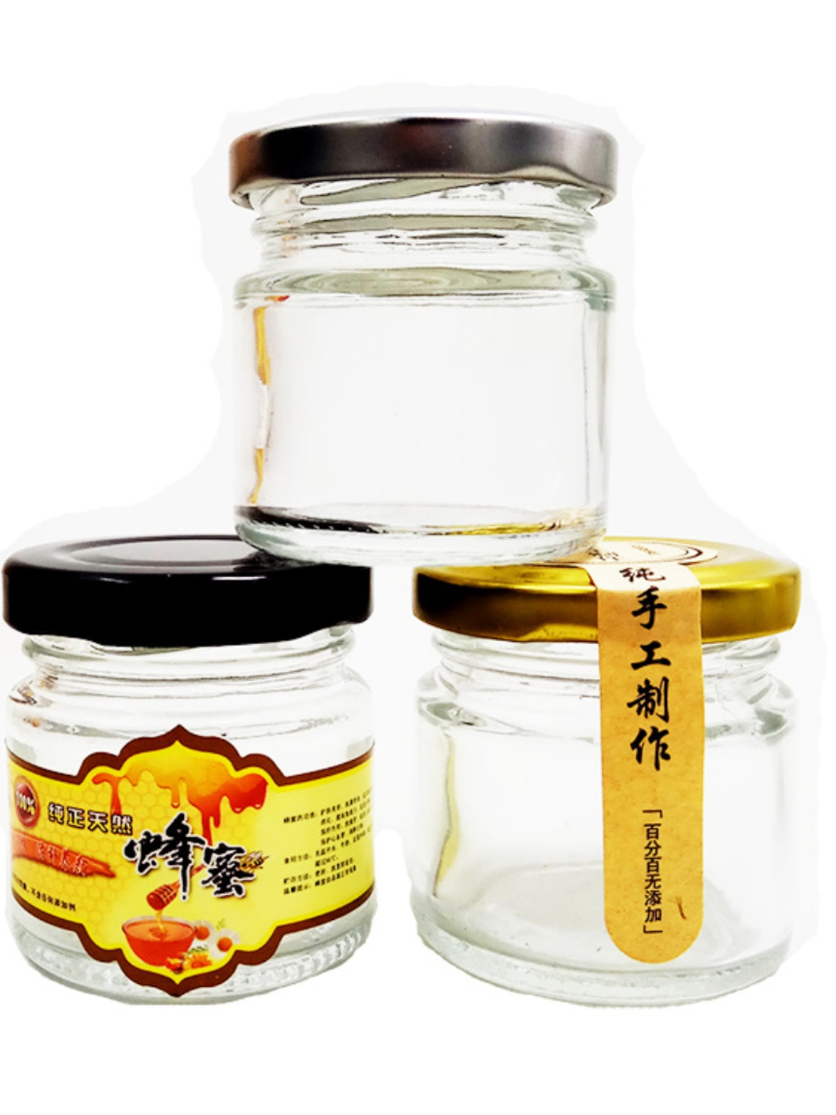 50ml şəffaf şüşə butulka, bal şüşəsi, bal şüşəsi, turşu şüşəsi, mürəbbə şüşəsi, qaynar sous şüşəsi, konfet şüşəsi, konserv şüşəsi, kiçik