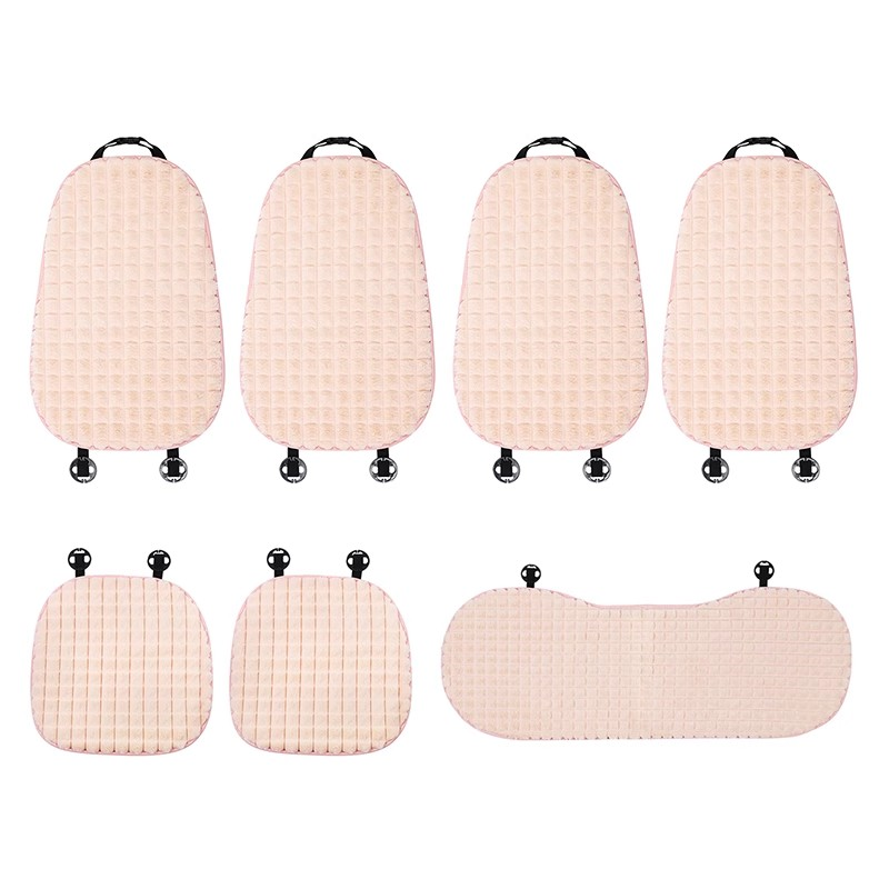 Soft warm lumbar support car seat cushion for winter, universal car interior back seat cover, non-slip car mat for women.