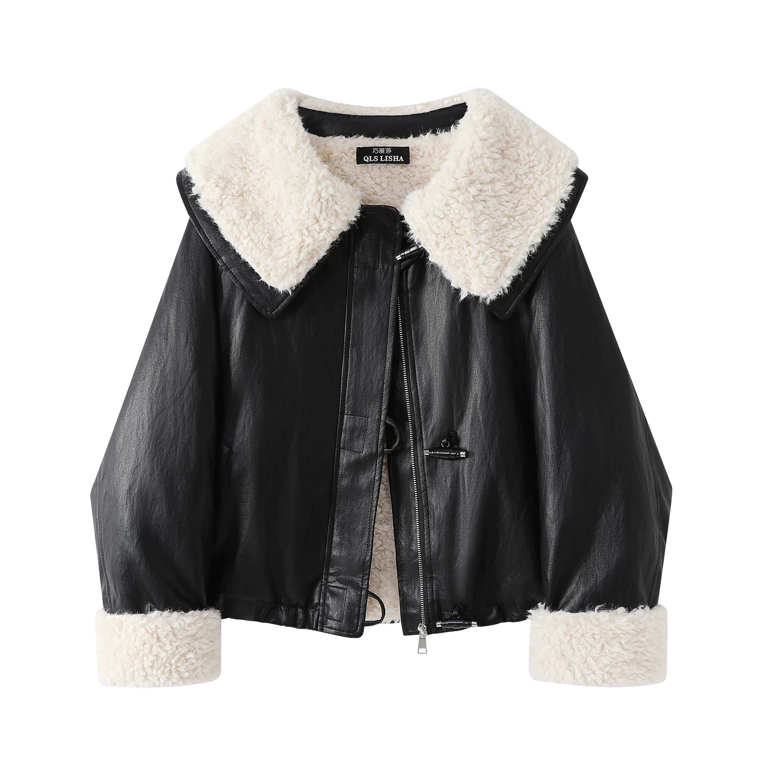 Chorissa Qəhvəyi Qadınlar üçün Yun Astarlı Dəri Gödəkçə, Payız/Qış, Yüksək Seçimli, Boş Oturmalı, Çoxfunksiyalı, İsti, Qalın Quzu Yunlu Top