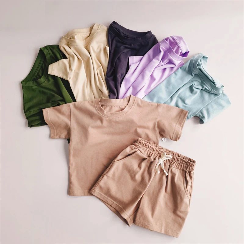 2024 Uşaq Bərk Geyim Dəstləri Yay Təsadüfi Qısa Qol + El