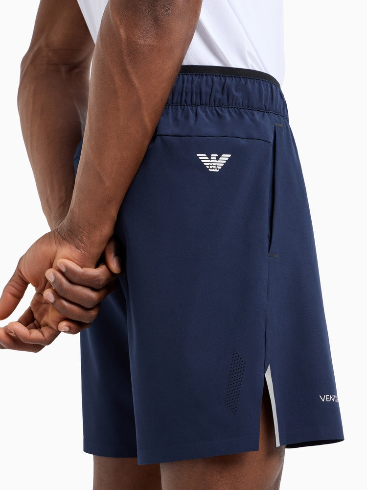 EMPORIO ARMANI EA7 Men's Loose Straight Leg Tennis Outdoor Fitness Shorts (Official)